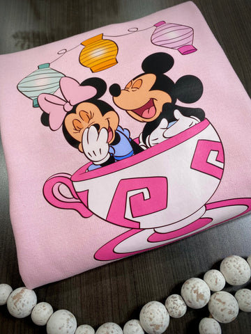 Mouse Tea Cup Ride/ Pink Sweatshirt