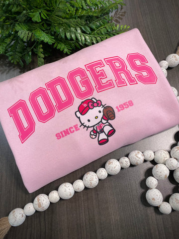 Dodgers Kitty/ Pink Sweatshirt