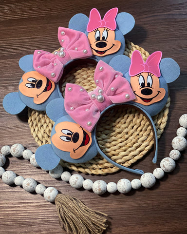 Mouse/ Denim & Pink Ears