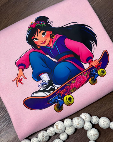 Skateboarding Princess Mulan/ Sweatshirt